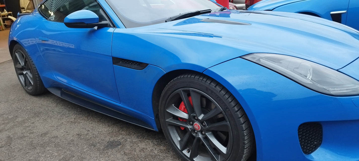 JAGUAR F TYPE CARBON FIBRE EXTRA WIDE SIDE SKIRT EXTENSIONS PROJECT 7 STYLE