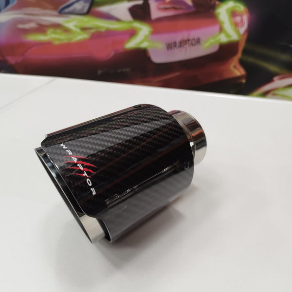 Large WRAPTOR single exhaust tips carbon