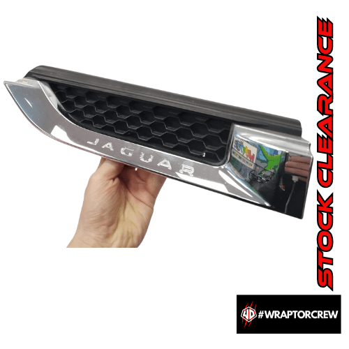 Good condition used PAIR of chrome F-Type side vents / power vents - WRAPTOR DESIGN