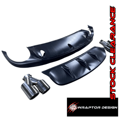 Plastic rear diffuser with LED light and quad carbon and stainless exhaust tips to fit XE and XF x260 - WRAPTOR DESIGN