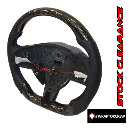 Real carbon fibre flat bottom steering wheel - WRAPTOR DESIGN